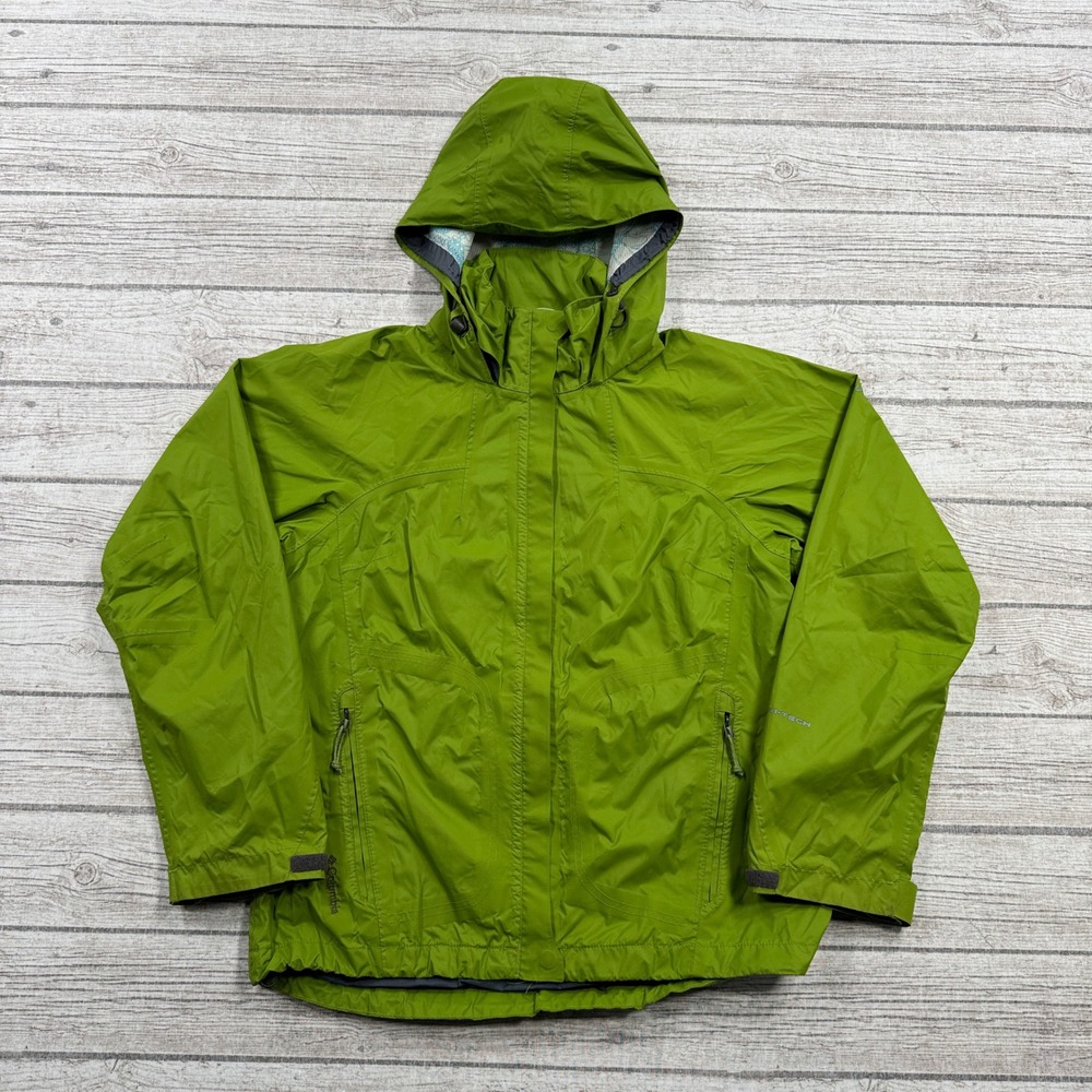 Columbia Rain Jacket Women's M Green Mesh Lined Omni-Tech Titanium Waterproof